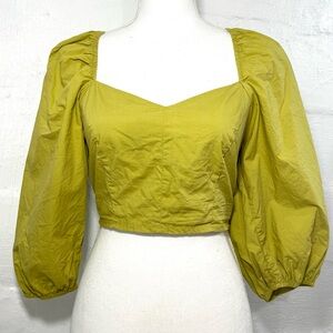 KNOW ONE CARES CROP PUFF SLEEVE TOP